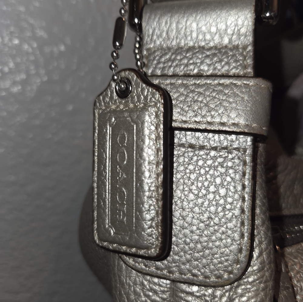 Coach Silver Hobo Bag with Floral Scarf - Picture 4 of 4